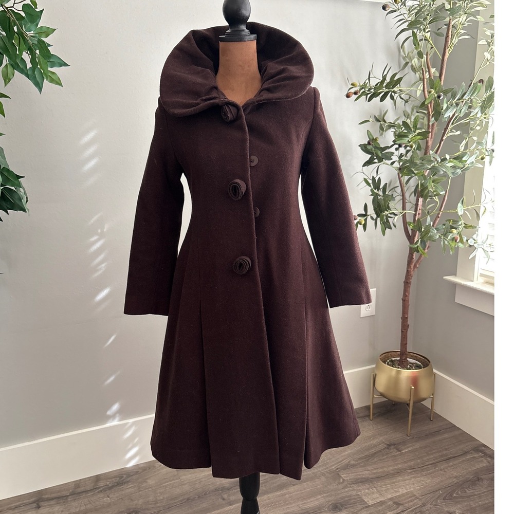 Vintage Rothschild Women's Wool Blend Coat Deep Brown Elegant Style Size 10